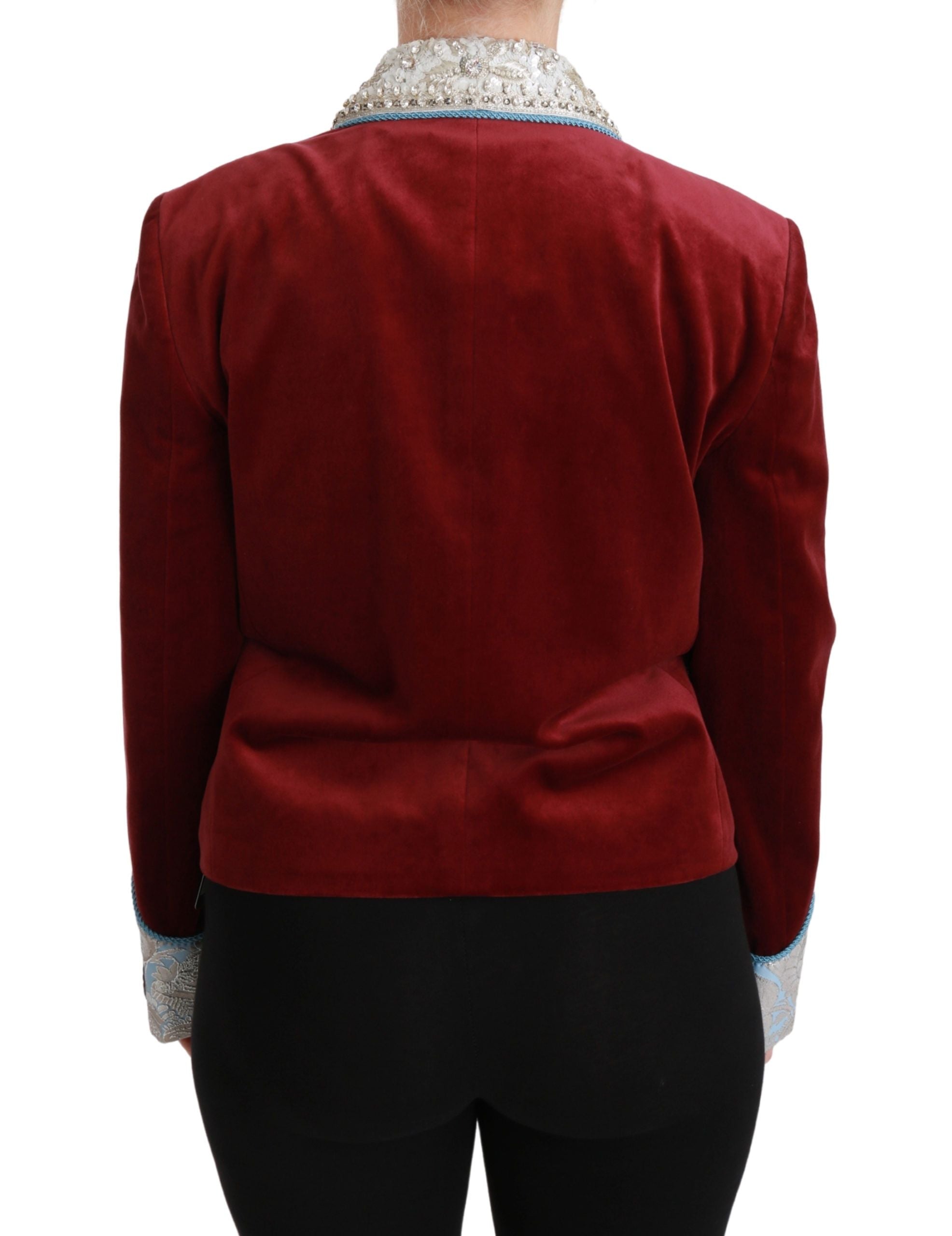 Opulent Red Baroque Detail Blazer