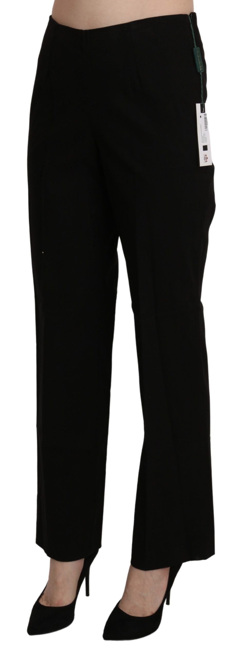 Elegant High Waist Straight Black Pants