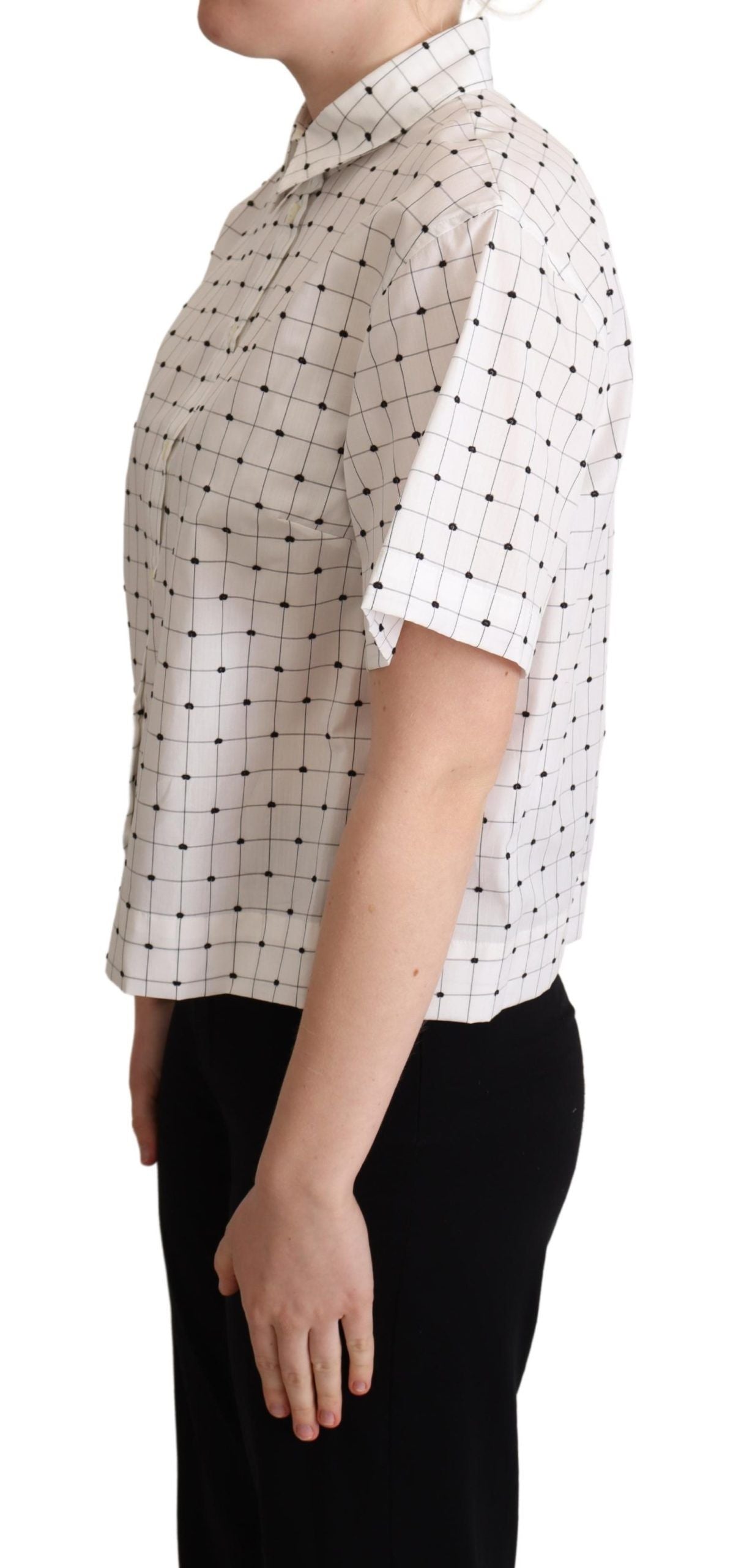 Chic Monochrome Polka Dot Polo Top