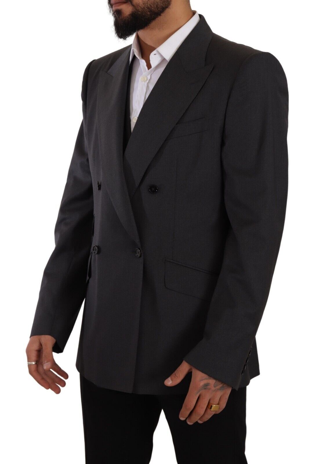 Elegant Gray Sicilia Wool Blend Suit