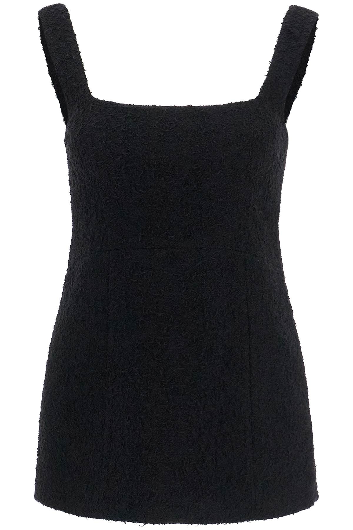 Toteme black boucle top without sleeves square neck