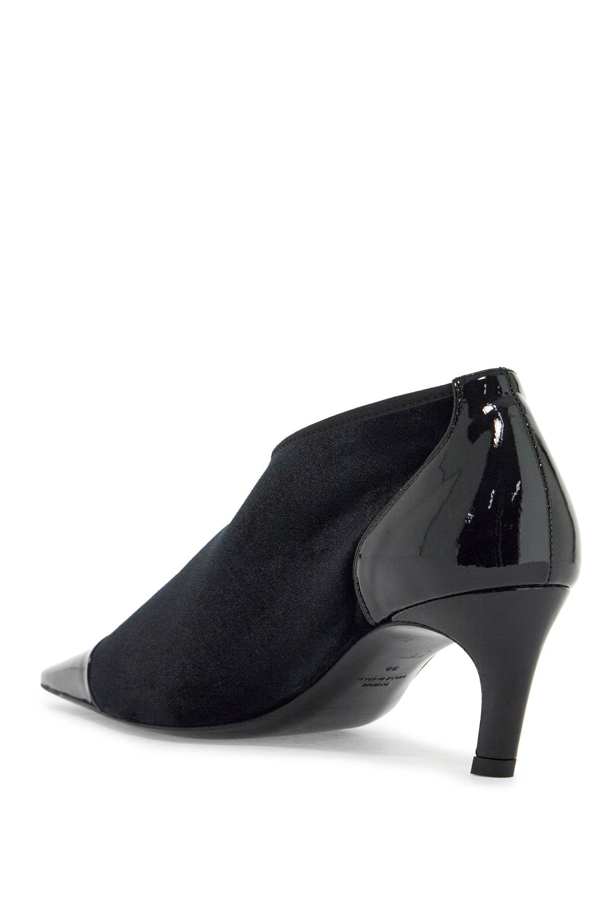 Toteme black recycled patent leather pumps with medium heel and pointed toe