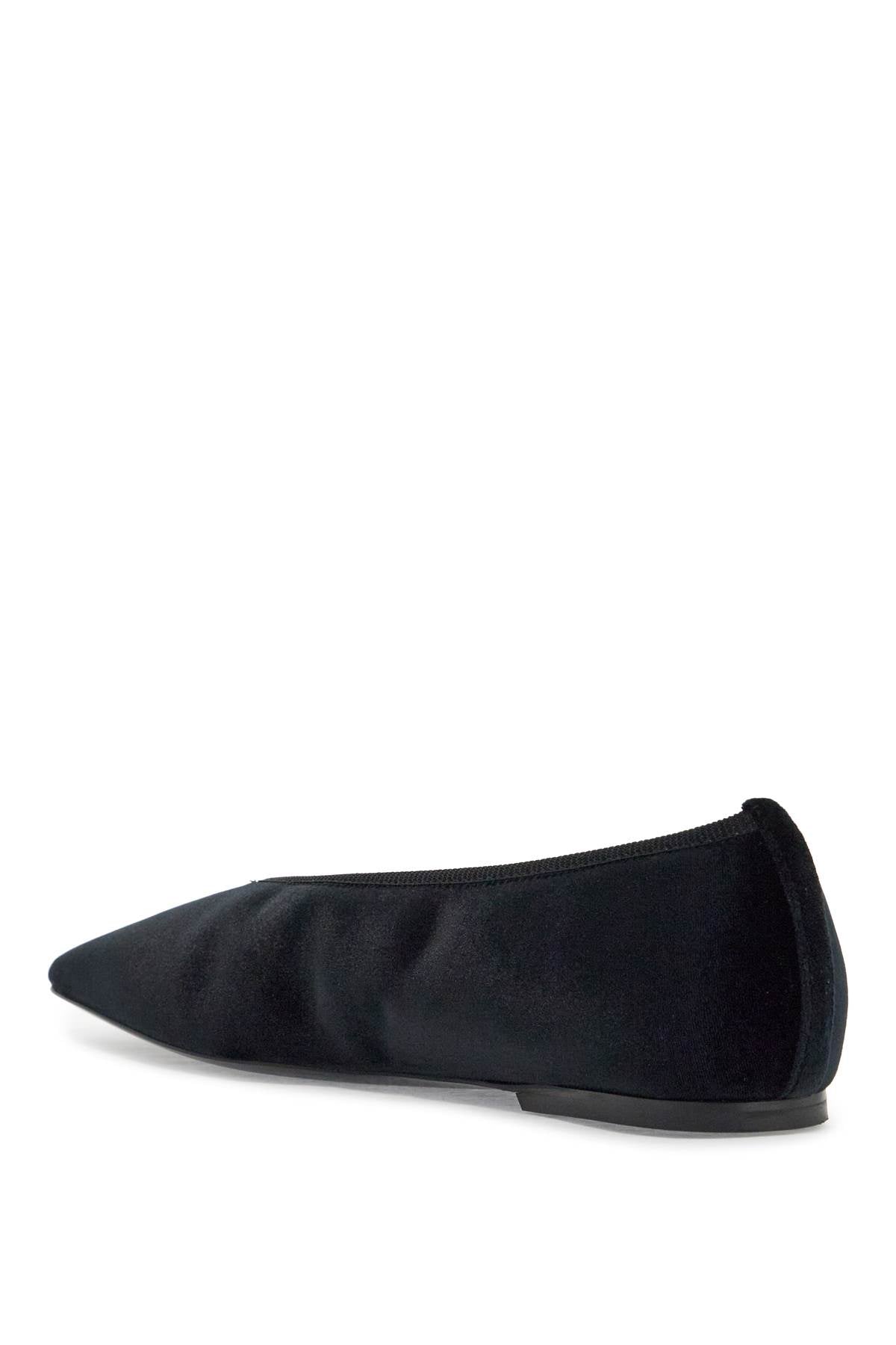 Toteme black velvet ballerinas made from recycled polyester with elastic trim