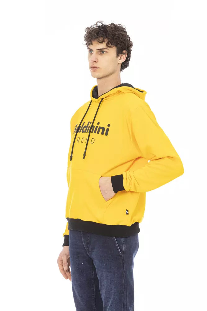 "Yellow Cotton Men Sweater with Hood"