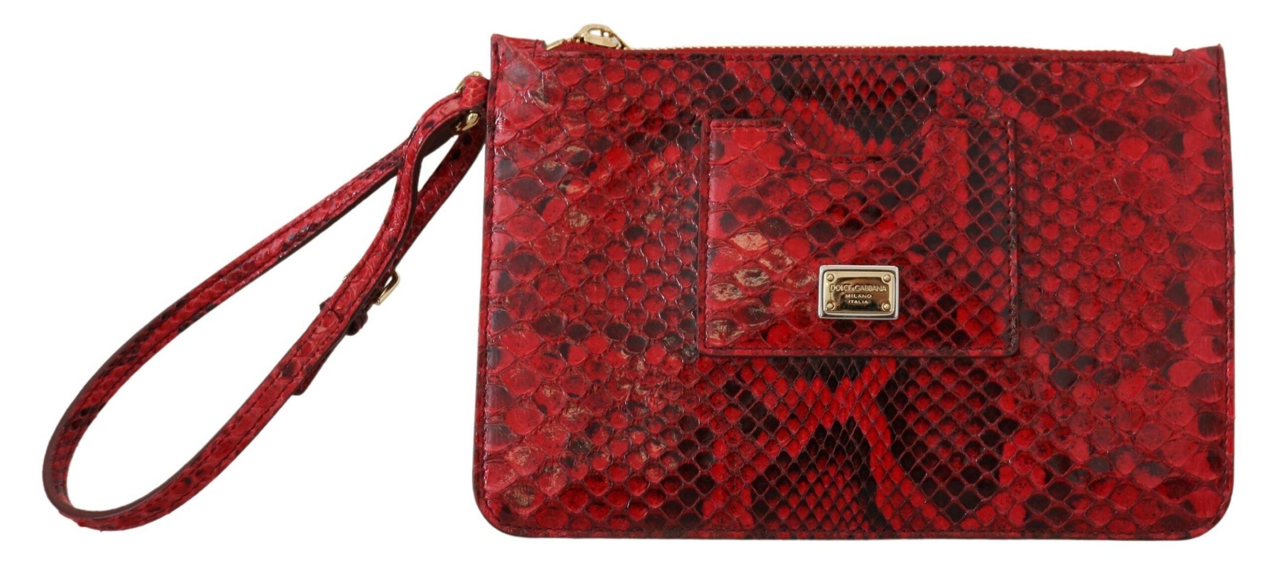 Elegant Red Leather Ayers Snake Clutch