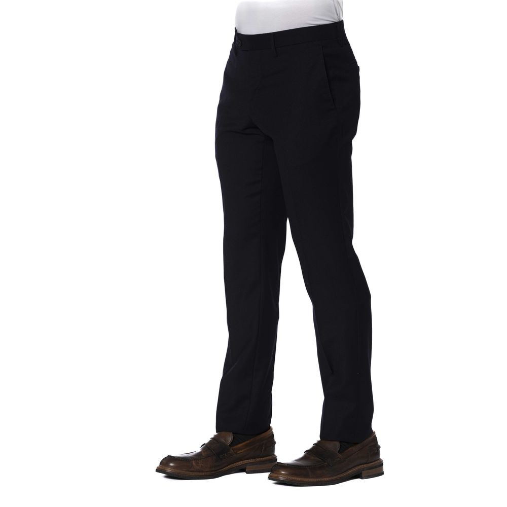 Blue Wool Men Trousers