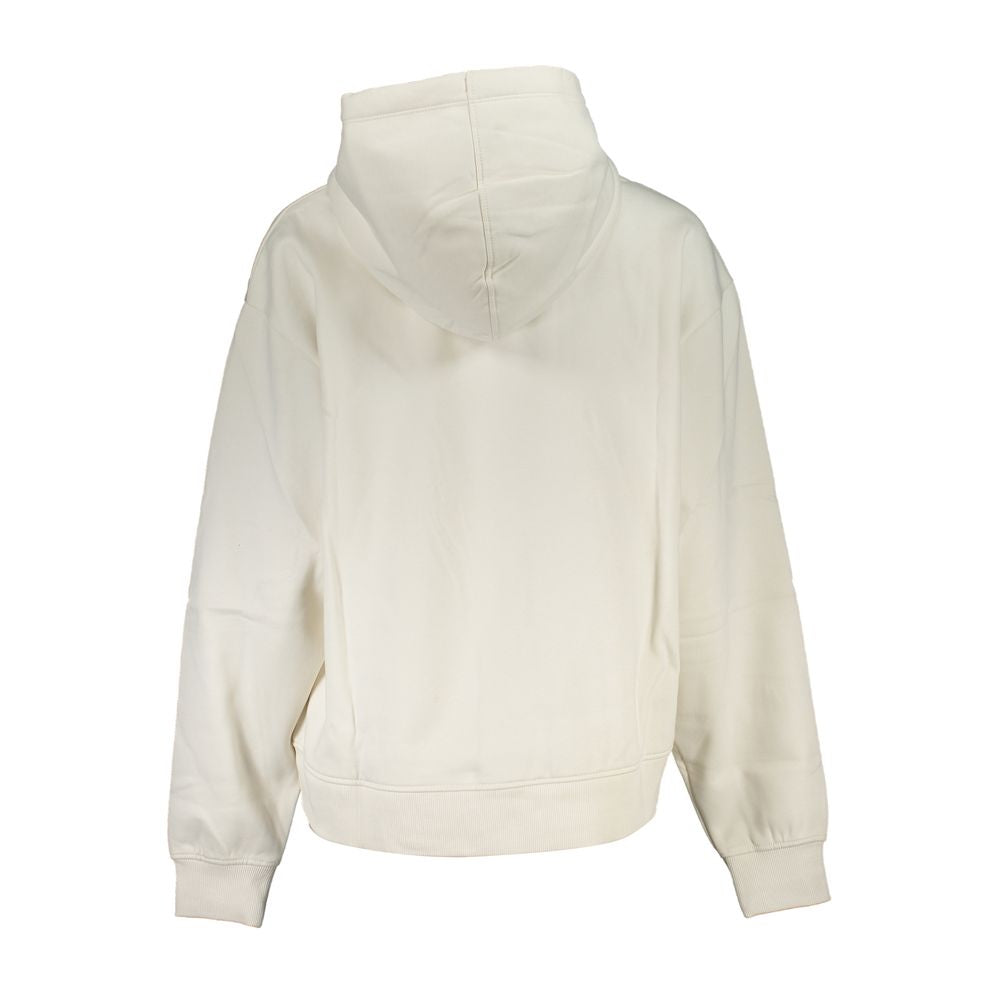 Chic White Fleece Hooded Sweatshirt