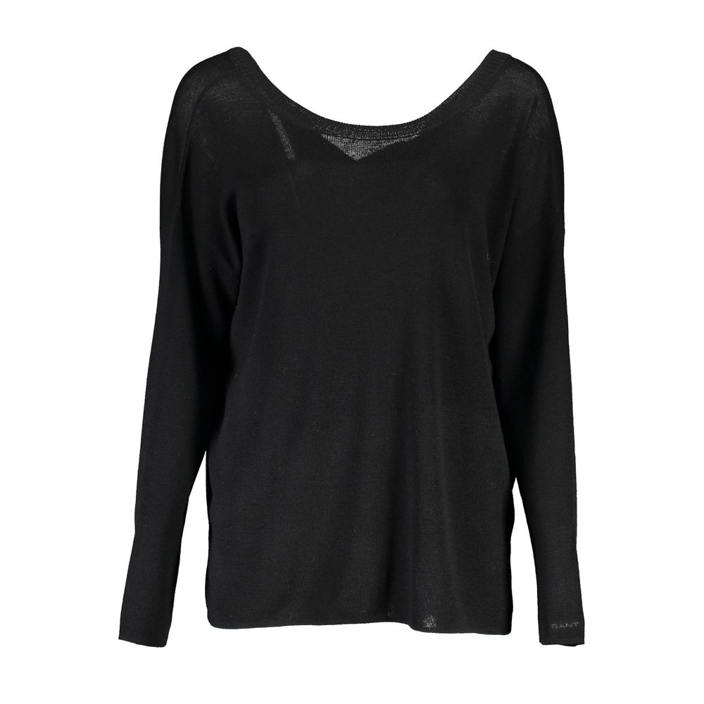 Elegant Black Wool Sweater with Round Neck