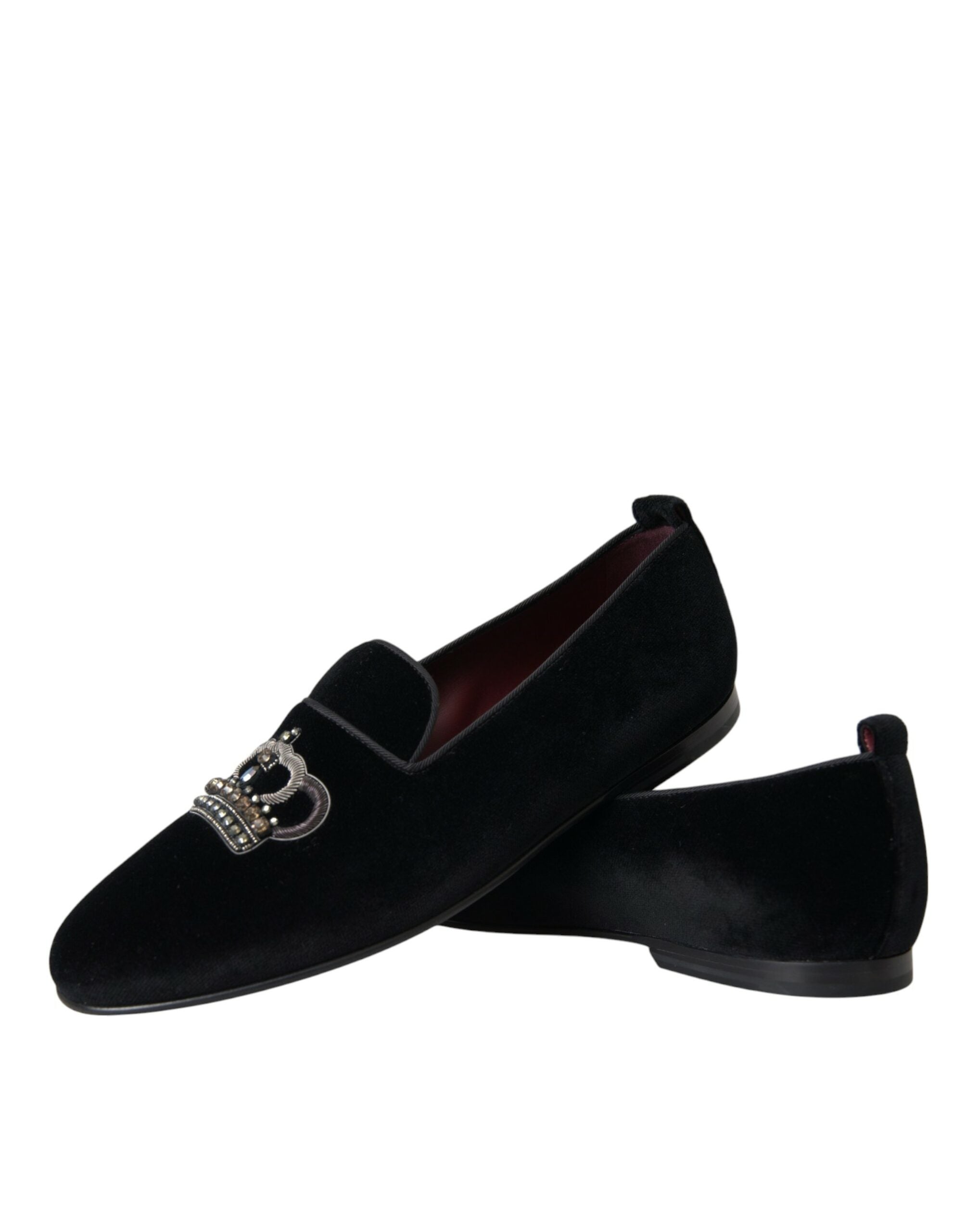 Black Velvet Crystal Crown Men Loafers Shoes