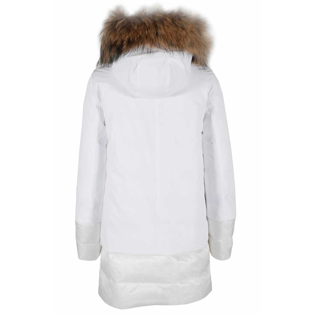 Chic Quilted Nylon Down Jacket with Fur Hood