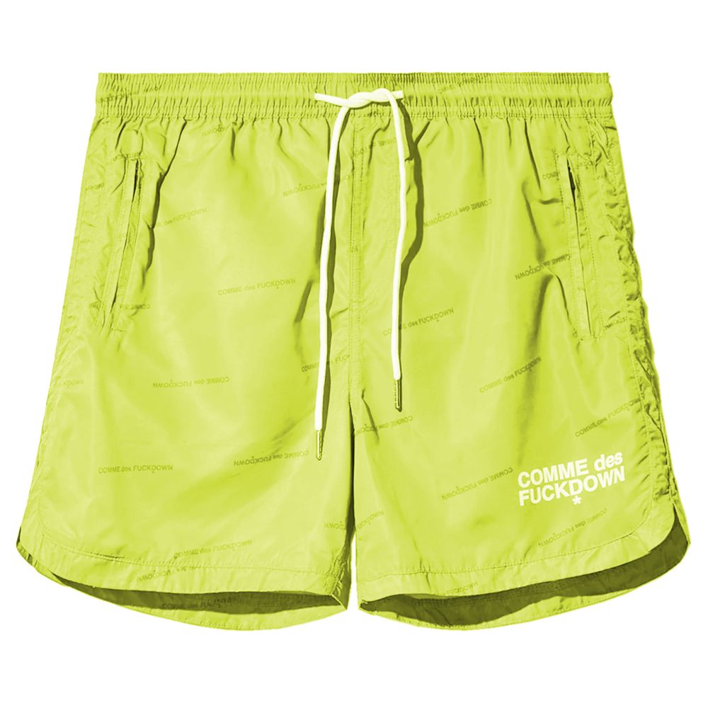 Yellow Polyester Men Bermuda Shorts