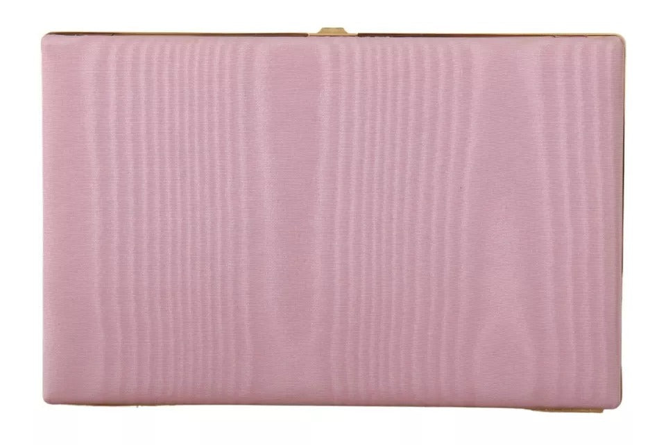 Pink Silk Gold Frame Clutch Evening Party Purse Bag