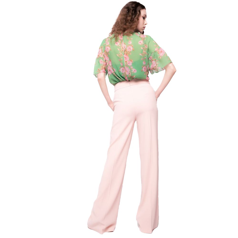 Pink Polyester Women Pant