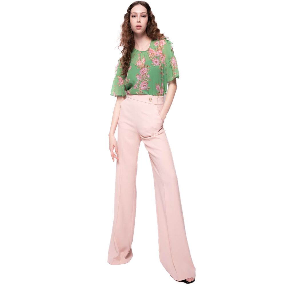 Pink Polyester Women Pant