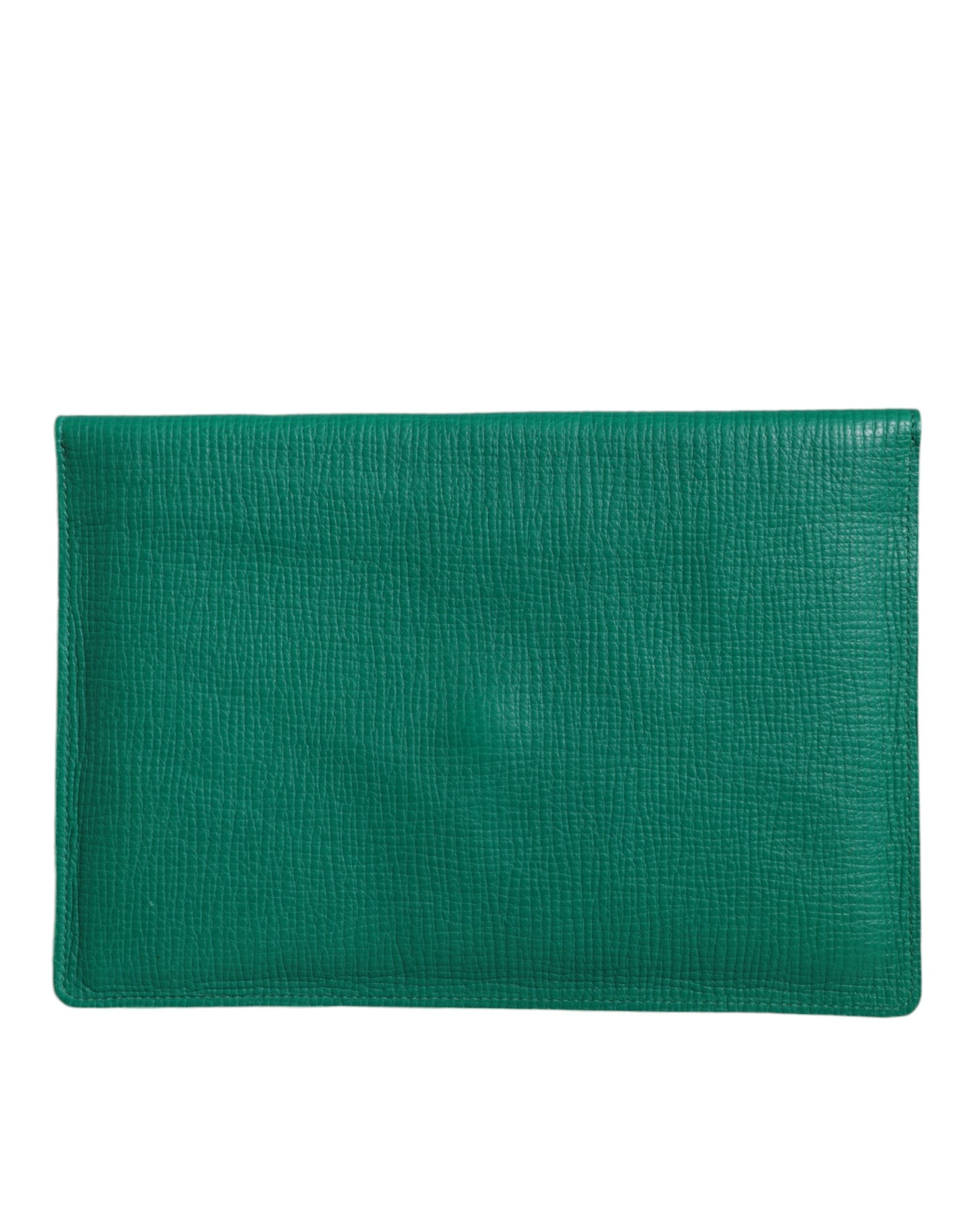 Green Leather Handbag Clutch Mini Purse Pouch Tablet Case