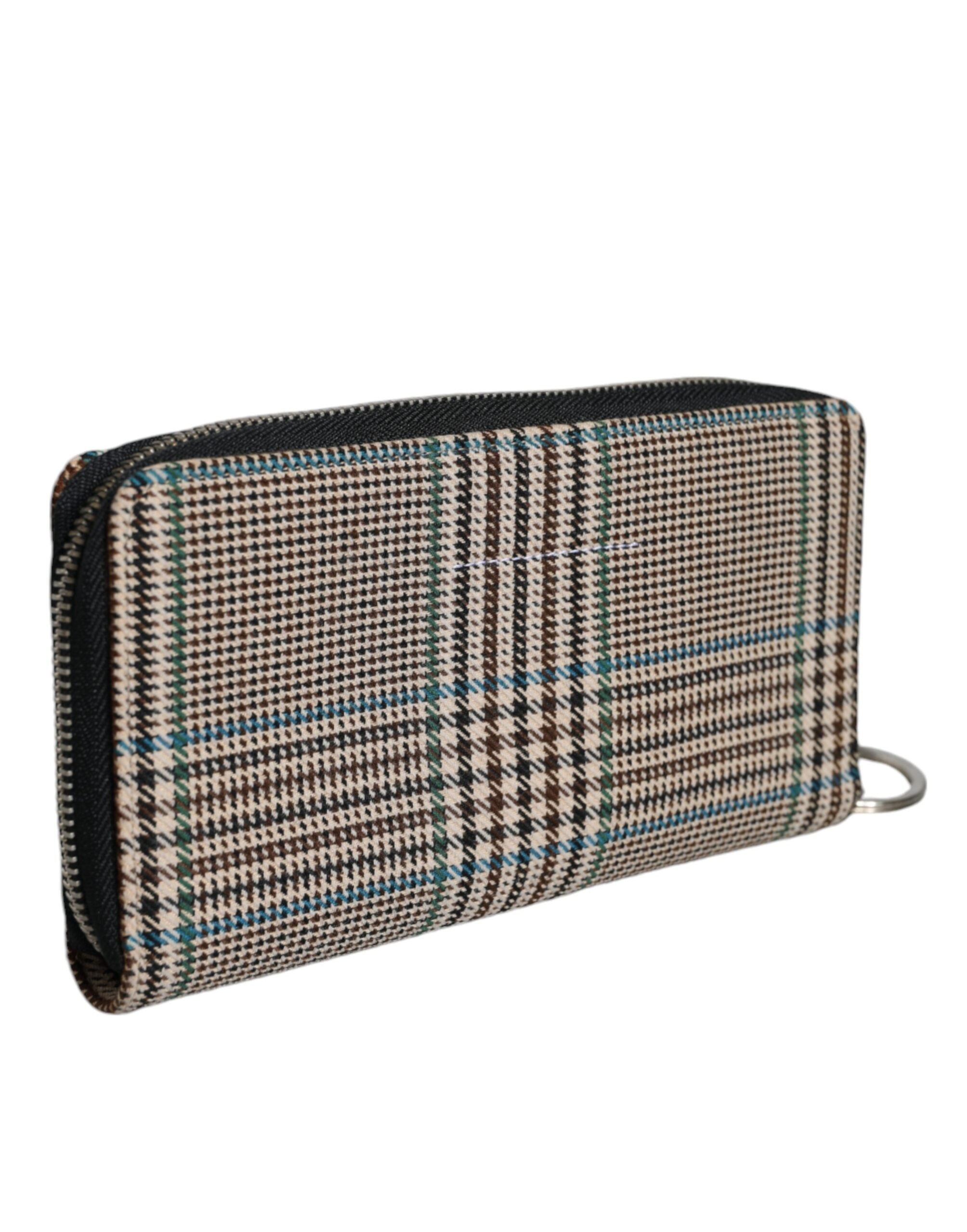 Multicolor Houndstooth Continental Zip Around Clutch Wallet