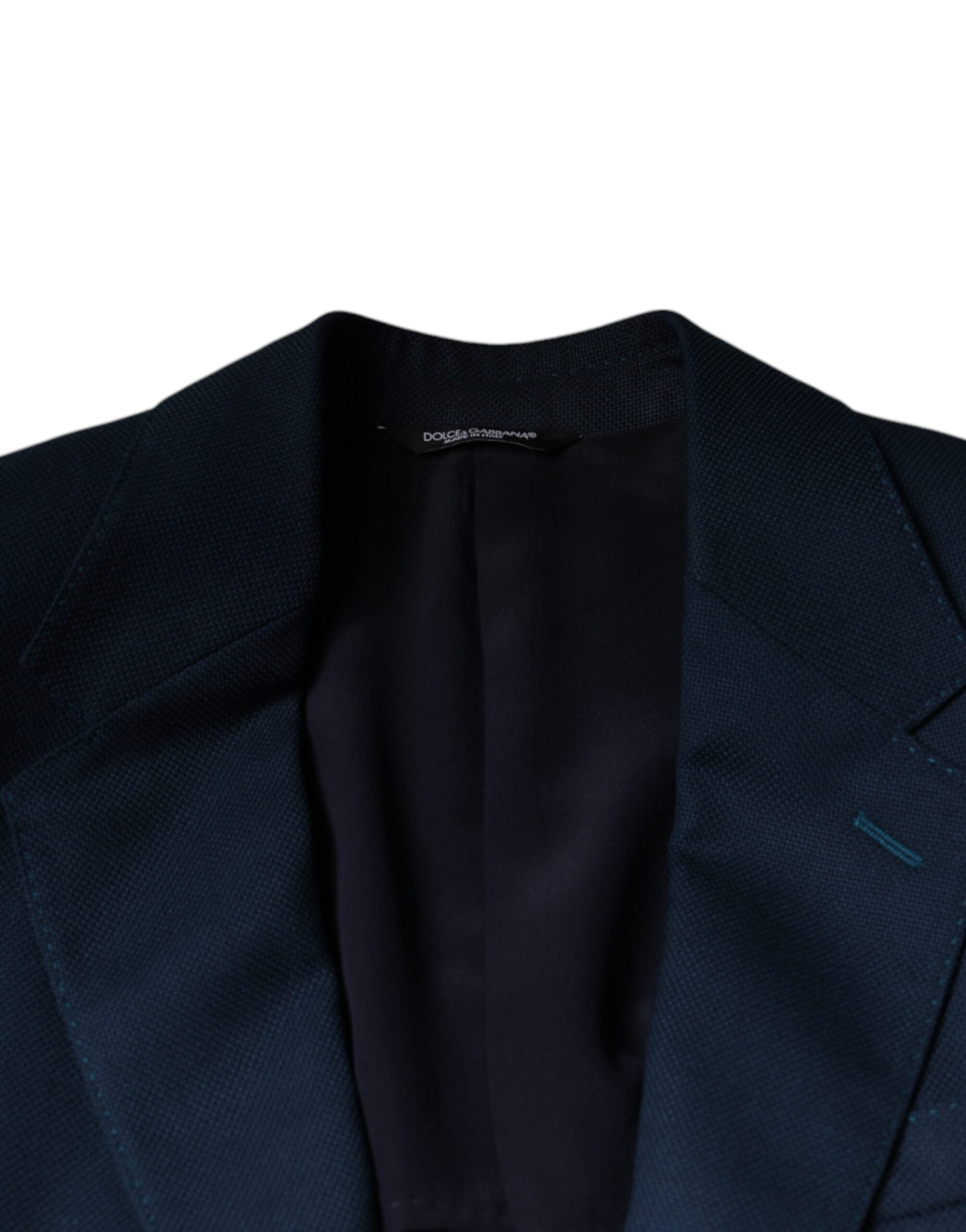 Blue Wool Logo Single Breasted Coat Blazer