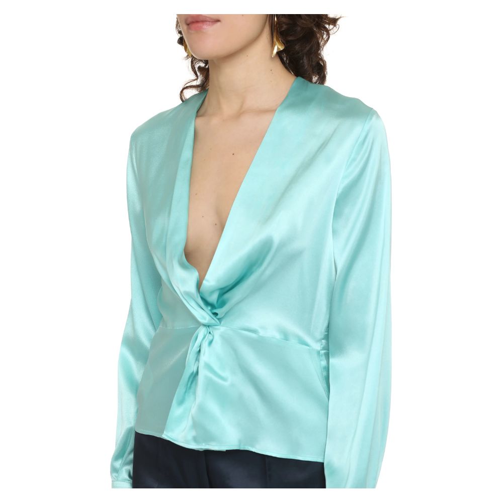 Green Silk Women Blouse