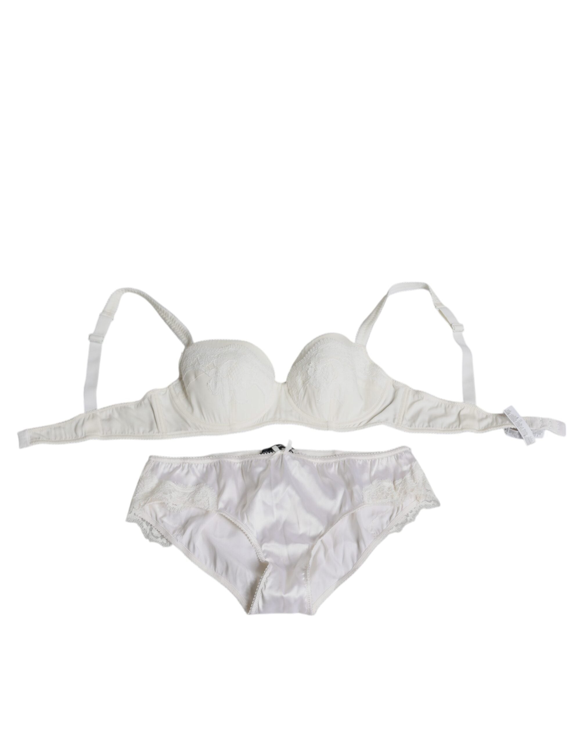 White Silk Stretch Panty Balconette Bra Underwear