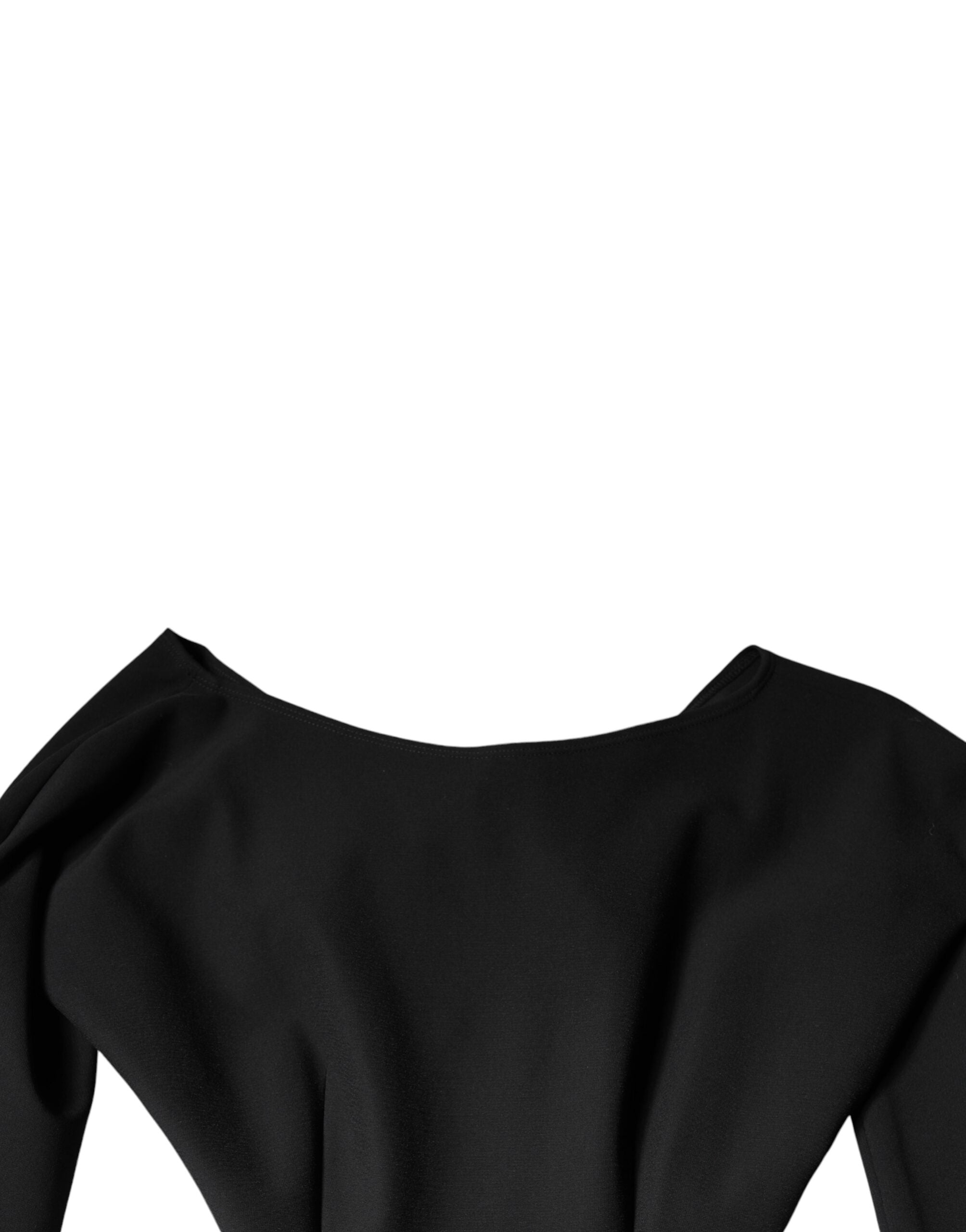 Black Viscose Cut Out A-line Long Sleeves Mini Dress