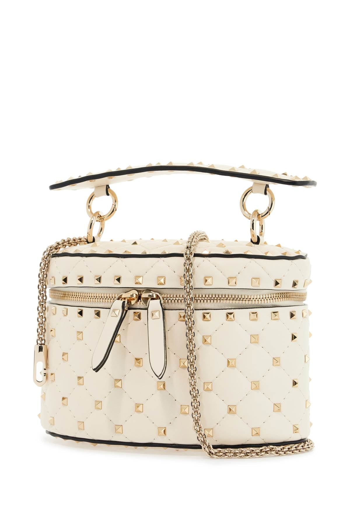 Valentino Garavani light ivory leather cylinder bag with chain