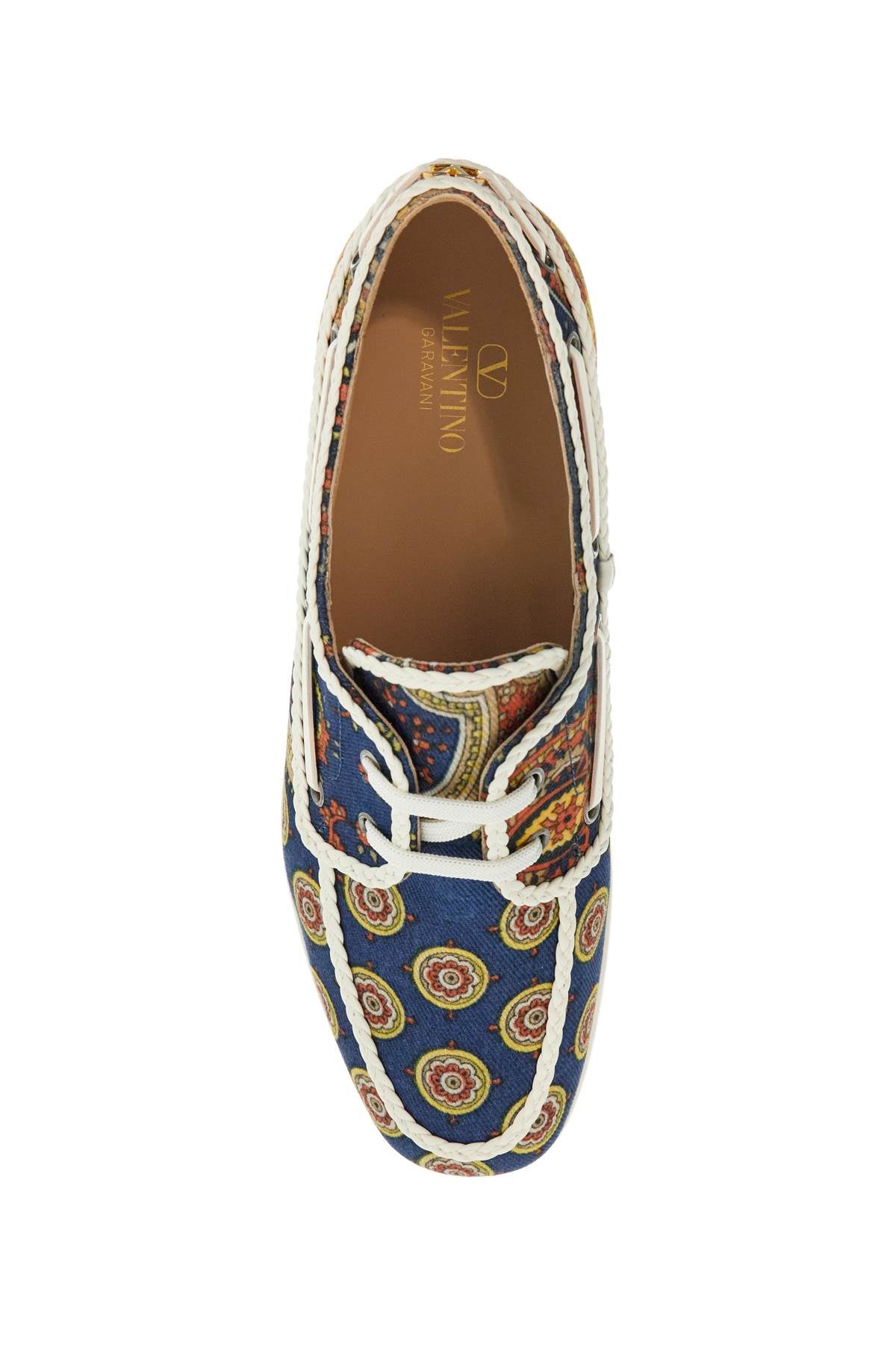 Valentino Garavani blue cotton boat shoes with paisley pattern