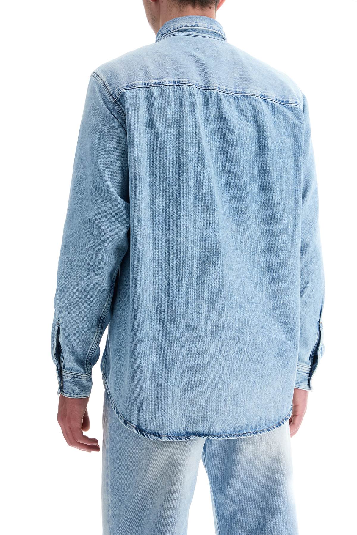 Diesel light blue denim shirt with logo on chest