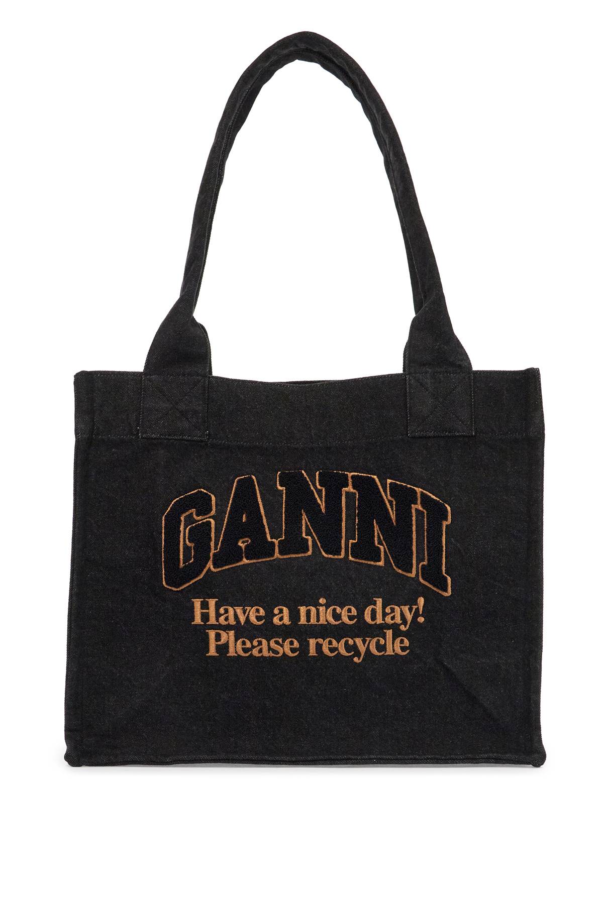 Ganni large denim easy shopper tote