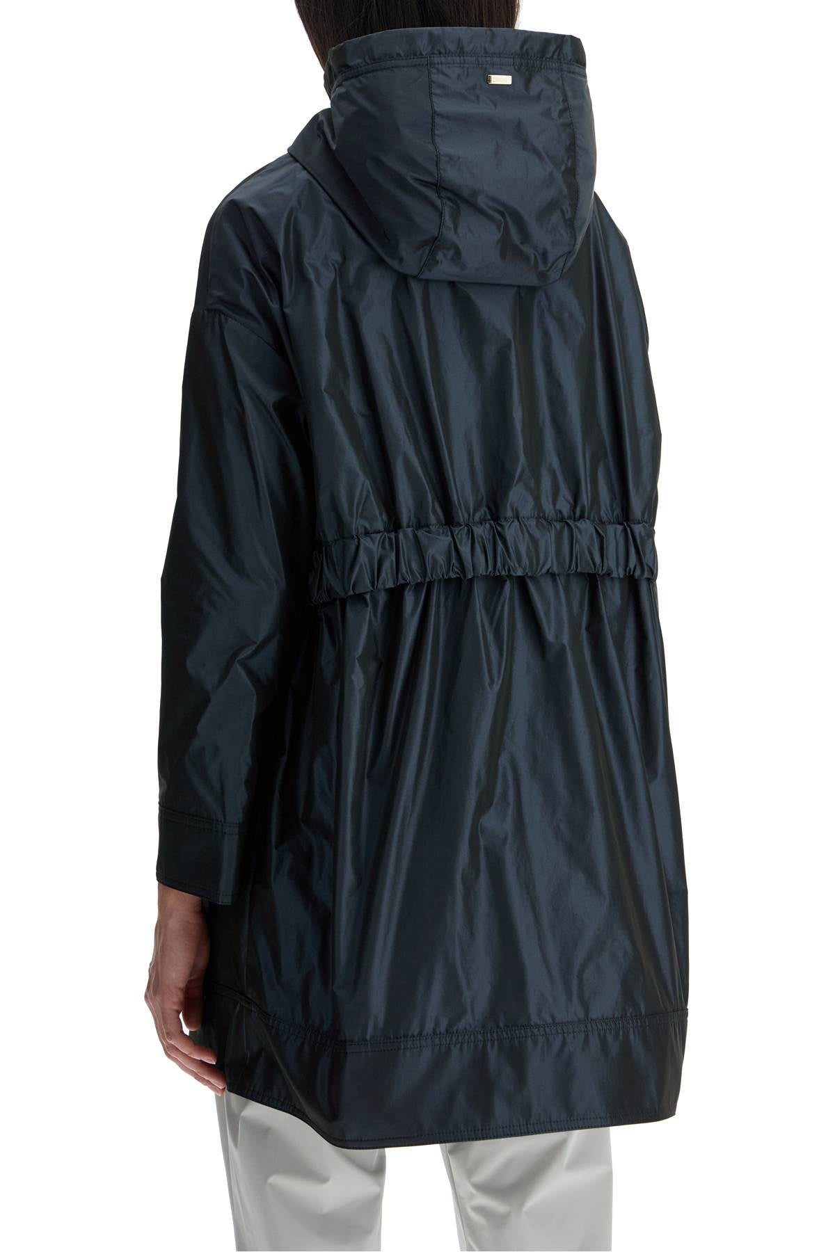 HERNO dark blue technical taffeta waterproof parka with hood