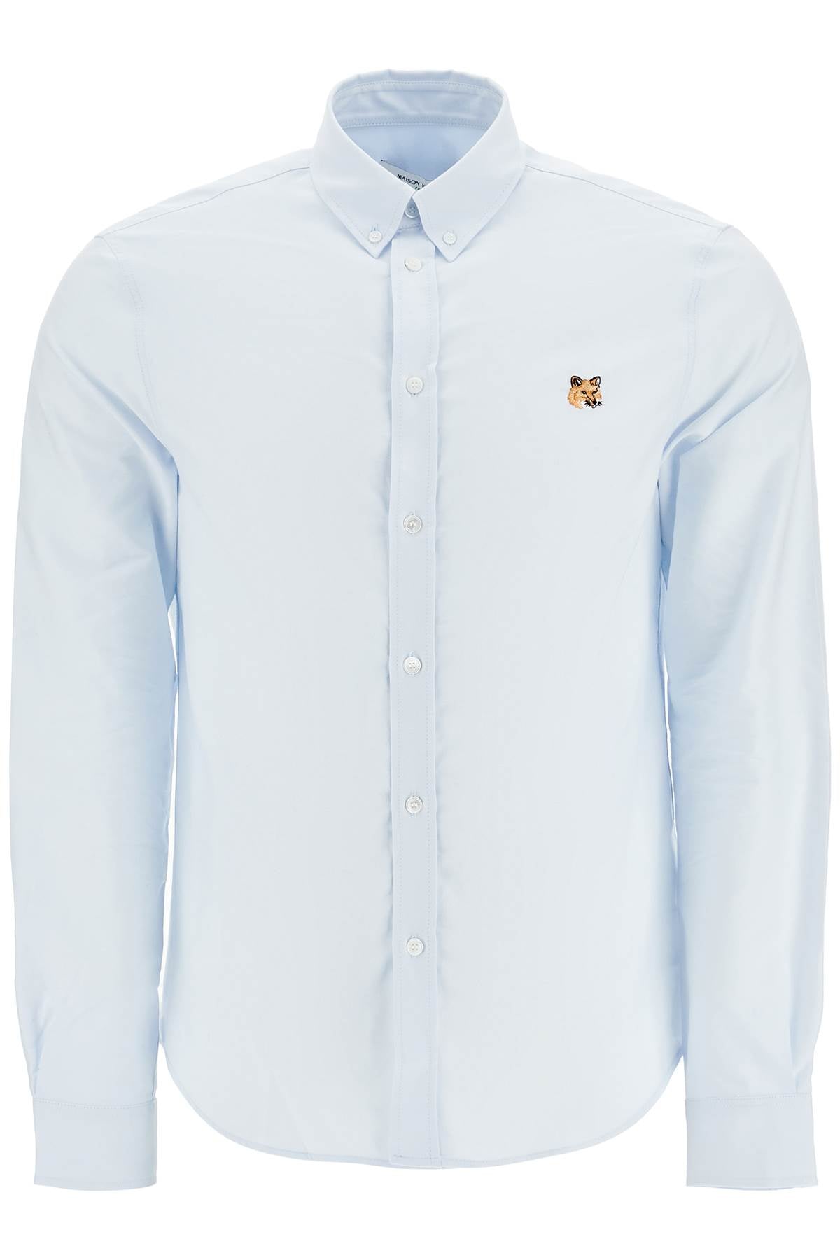 Maison Kitsune light blue cotton shirt with mini fox embroidery