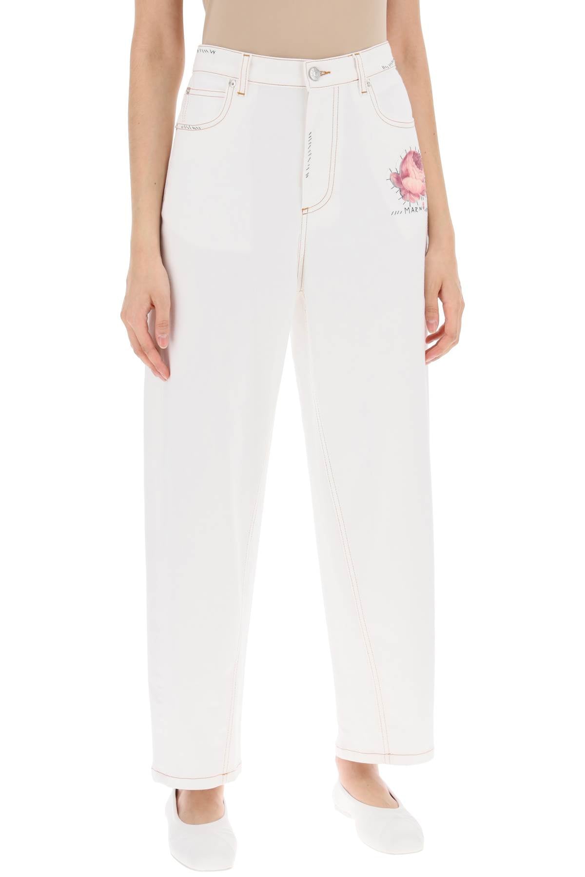 Marni "jeans with embroidered logo and flower patch