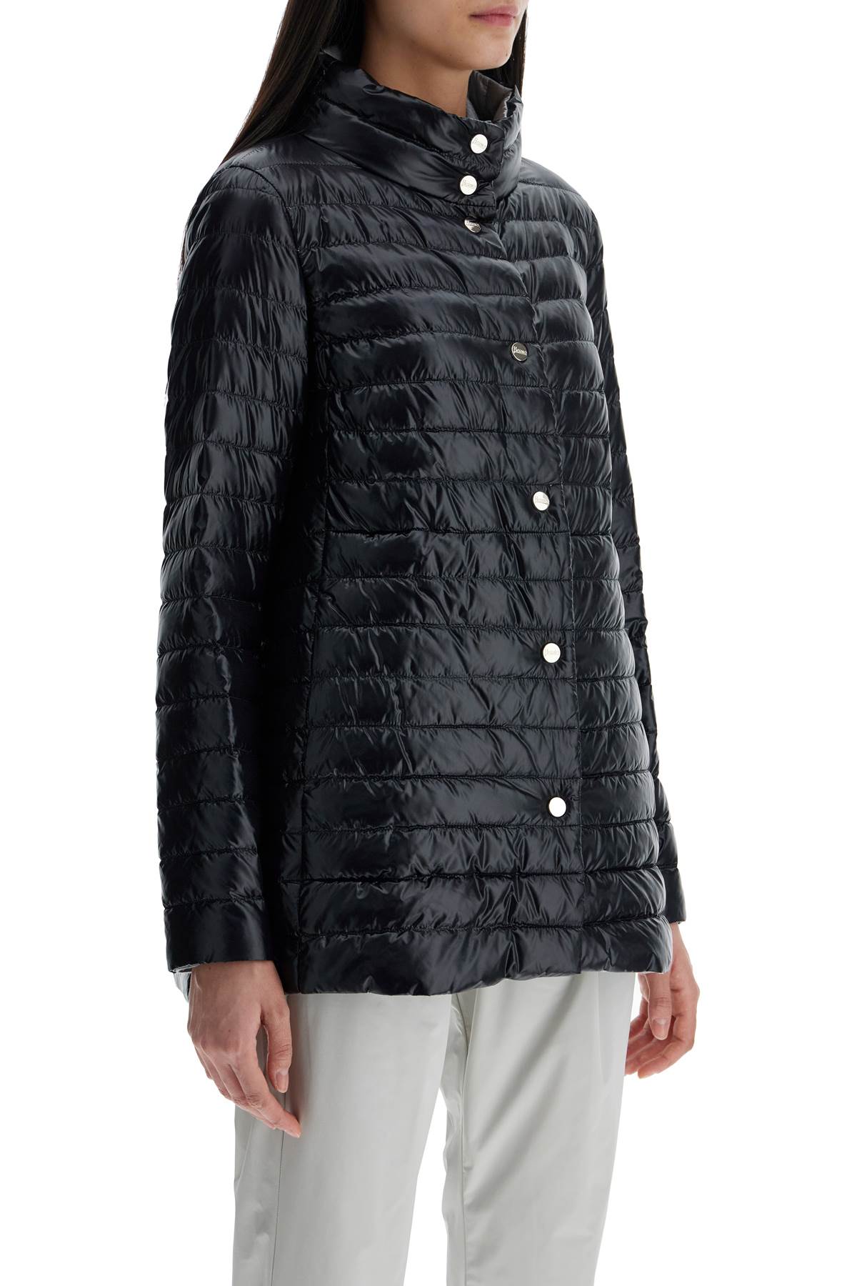 HERNO reversible a-shape down jacket black and gray