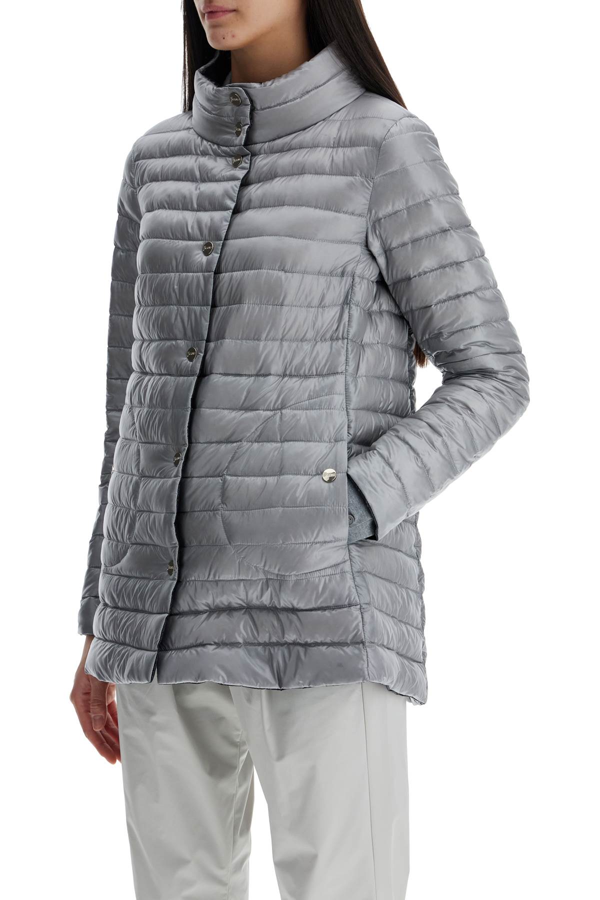 HERNO reversible a-shape down jacket black and gray