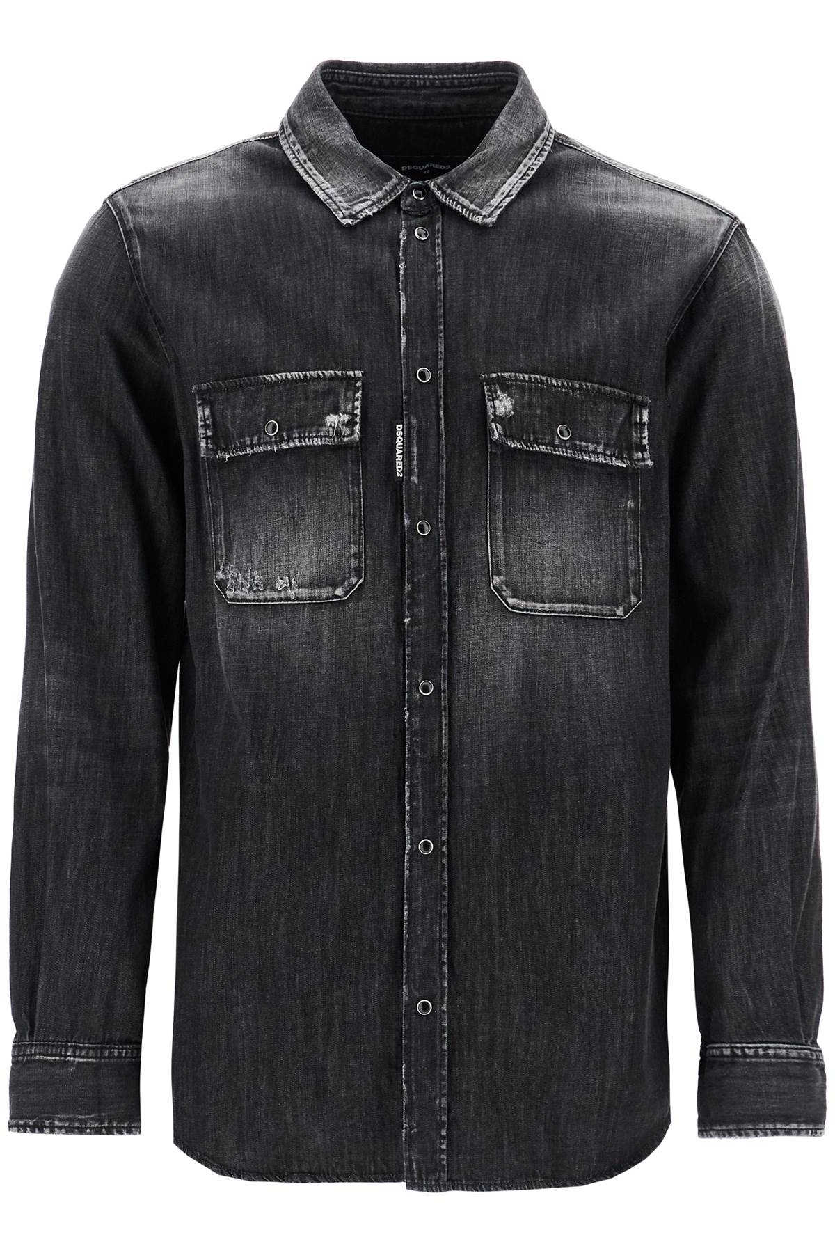 Dsquared2 black cotton shirt with contrast stitching