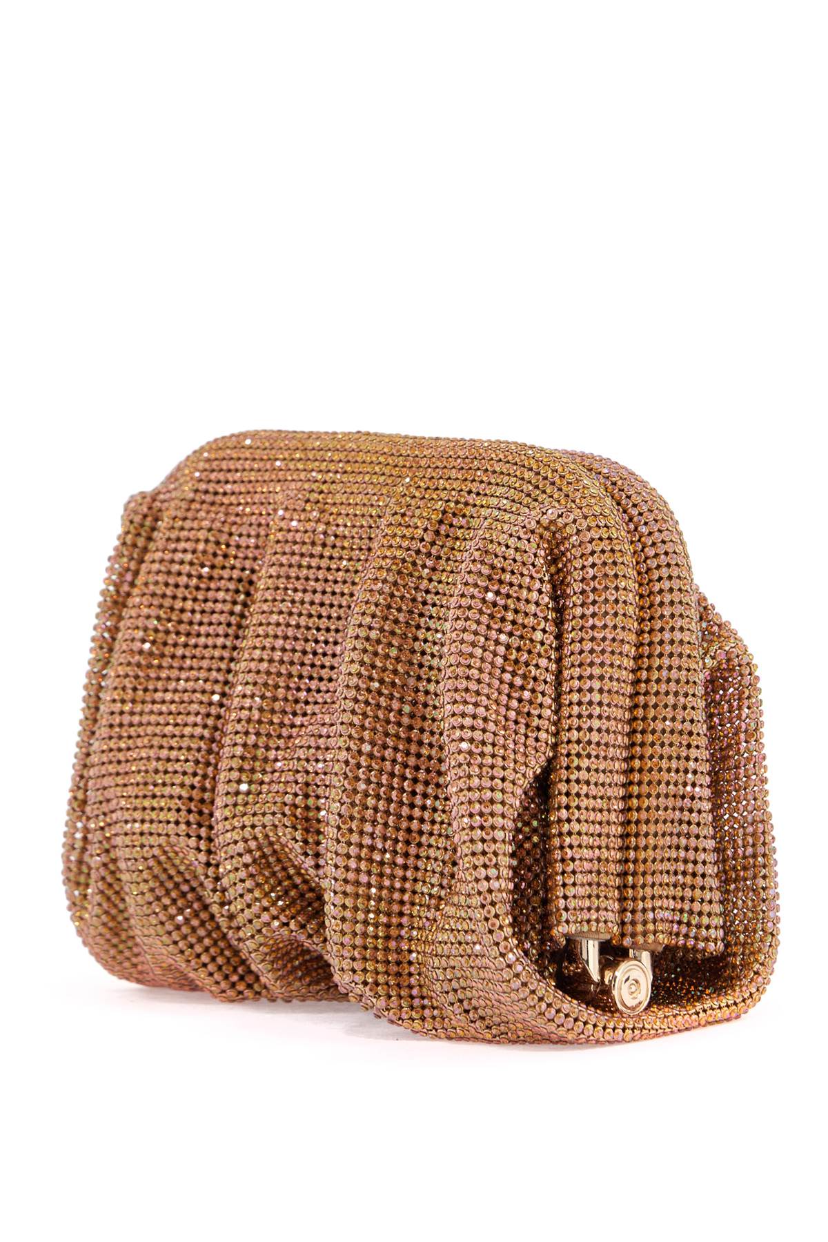 Benedetta Bruzziches la petite handbag in gold strass mesh from the venus collection